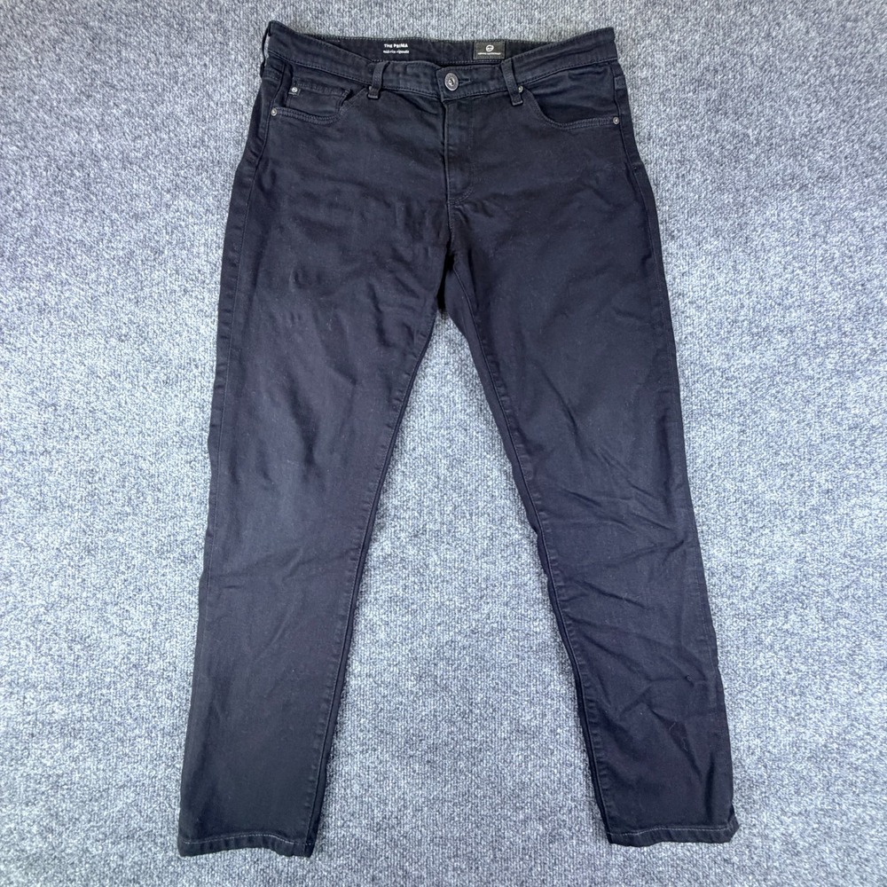 Adriano Goldschmied AG Prima Jeans Womens 33X28 Black Viscose Mid Rise Cigarette